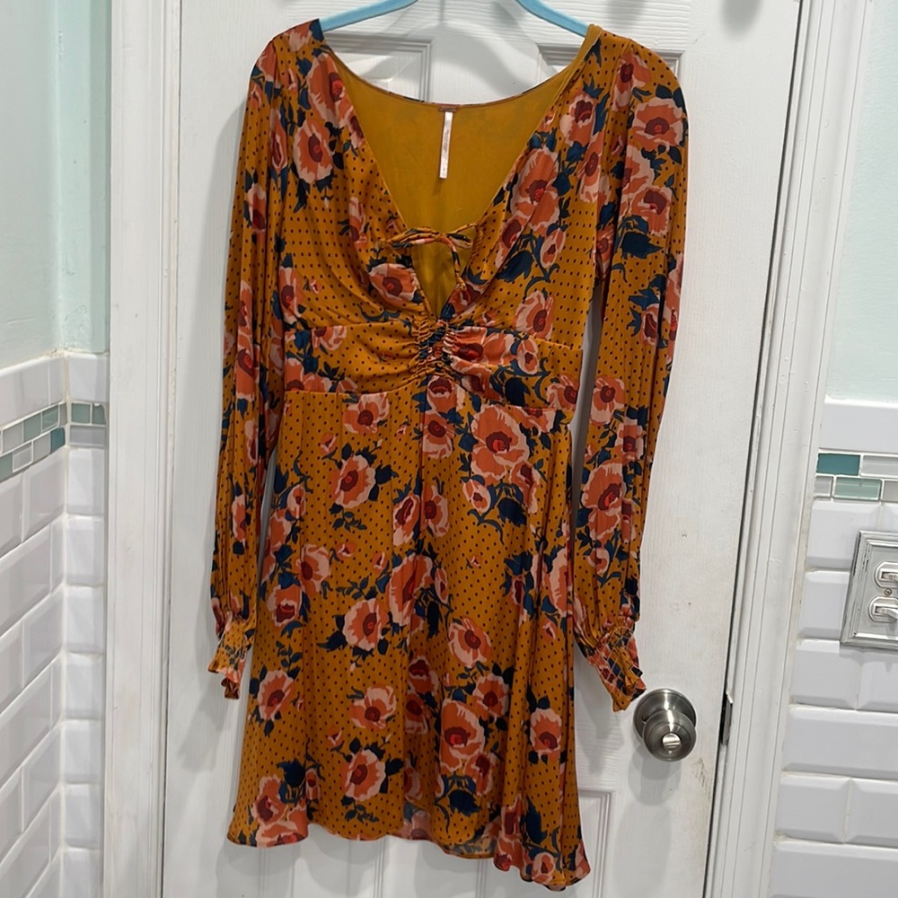 Free people long sleeve satin dress